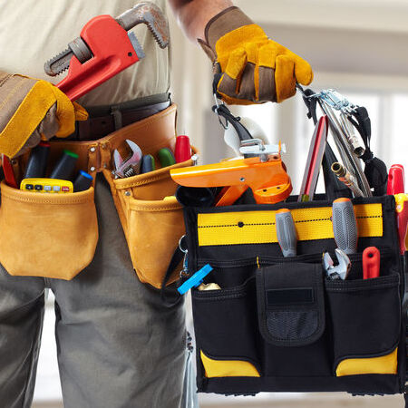 Plumber with tools